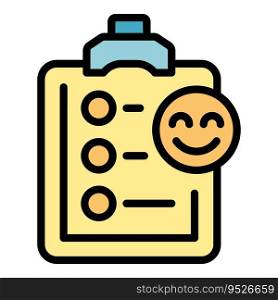 Clipboard survey icon outline vector. Report review. Digital support color flat. Clipboard survey icon vector flat