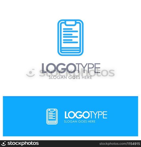 Clipboard, Text, Board, Motivation Blue outLine Logo with place for tagline