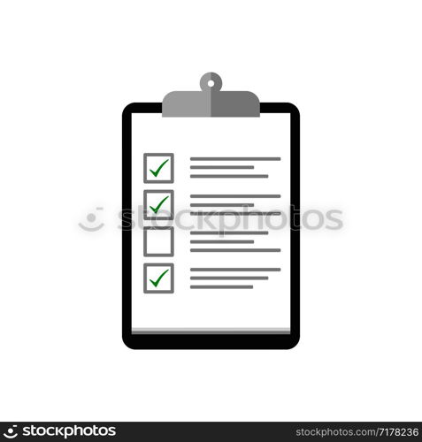 Clipboard with cheklist and check mark in flat design. Tasks icon. Eps10. Clipboard with cheklist and check mark in flat design. Tasks icon