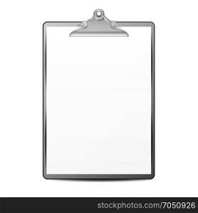 Clipboard With Paper Vector. Blank Sheet Of Paper. Mock up For Your Design. A4 Size. Isolated Illustration. Realistic Clipboard With Paper Vector. Mock up For Your Design. A4 Size. Isolated On White Background Illustration