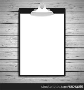 Clipboard with paper vintage background. Vector illustration.