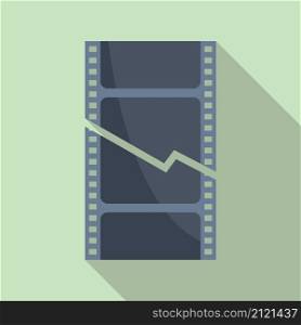 Clipped film icon flat vector. Cut video. Scissors edit. Clipped film icon flat vector. Cut video