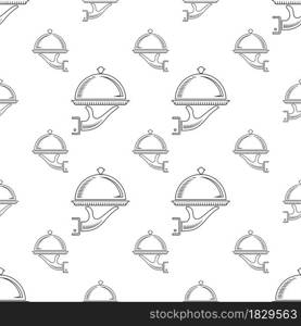 Cloche In Hand Icon Seamless Pattern, Food Cloche Icon, Catering Service, Food Service Vector Art Illustration