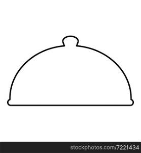 Cloche serving dish Restaurant cover dome plate covers to keep food warm Convex lid Exquisite presentation gourmet meal Catering concept contour outline icon black color vector illustration flat style simple image. Cloche serving dish Restaurant cover dome plate covers to keep food warm Convex lid Exquisite presentation gourmet meal Catering concept contour outline icon black color vector illustration flat style image