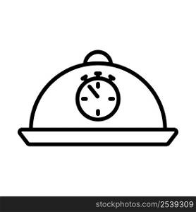 Cloche With Stopwatch Icon. Bold outline design with editable stroke width. Vector Illustration.