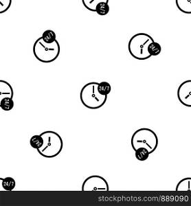 Clock 24 7 pattern repeat seamless in black color for any design. Vector geometric illustration. Clock 24 7 pattern seamless black