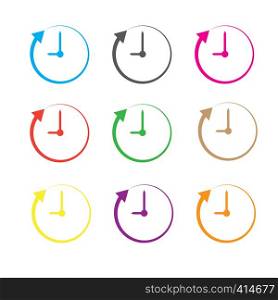 clock and arrow on white background. clock and arrow sign. flat style. clock symbol.