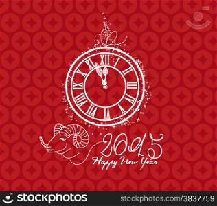 clock and goat design for Chinese New Year celebration