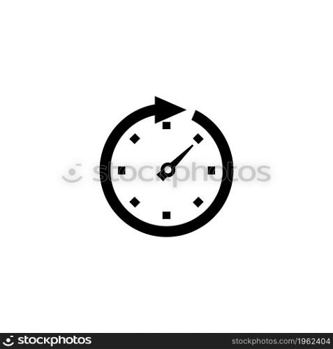 Clock Arrow. Flat Vector Icon. Simple black symbol on white background. Clock Arrow Flat Vector Icon