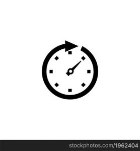 Clock Arrow. Flat Vector Icon. Simple black symbol on white background. Clock Arrow Flat Vector Icon