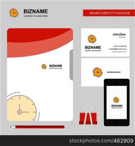 Clock Business Logo, File Cover Visiting Card and Mobile App Design. Vector Illustration