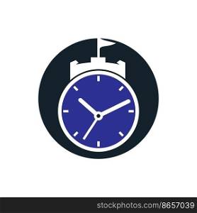 Clock castle vector logo design. 