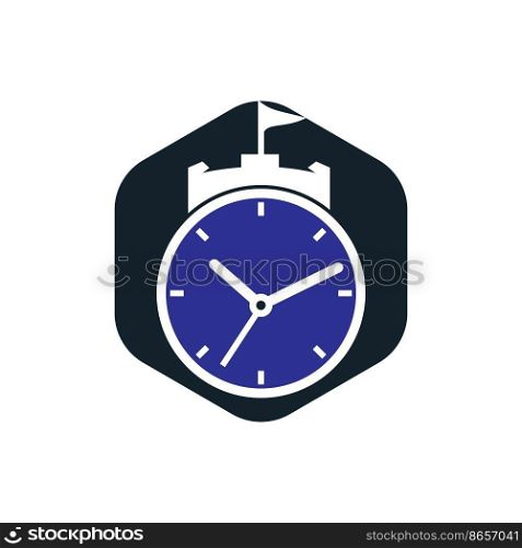 Clock castle vector logo design.	
