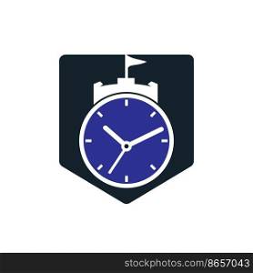Clock castle vector logo design.	