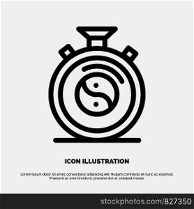 Clock, Concentration, Meditation, Practice Line Icon Vector