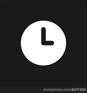 Clock dark mode glyph ui icon. Set alarm. Snooze feature. Daily reminder. User interface design. White silhouette symbol on black space. Solid pictogram for web, mobile. Vector isolated illustration. Clock dark mode glyph ui icon
