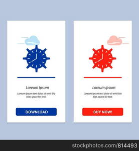 Clock, Deadline, Time, Timepiece, Timing, Watch, Work Blue and Red Download and Buy Now web Widget Card Template