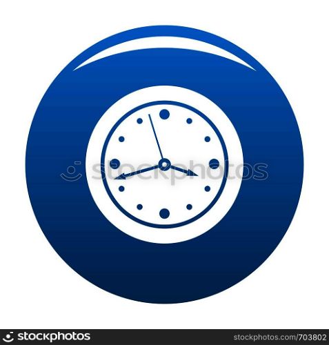 Clock design icon vector blue circle isolated on white background . Clock design icon blue vector