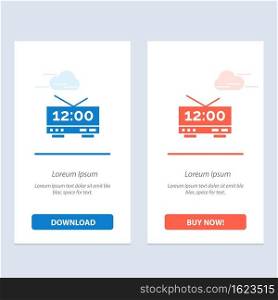 Clock, Electric, Time, Machine  Blue and Red Download and Buy Now web Widget Card Template