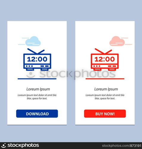 Clock, Electric, Time, Machine Blue and Red Download and Buy Now web Widget Card Template