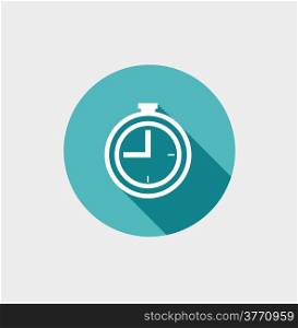 Clock Flat Icon. Vector illustration on grey background