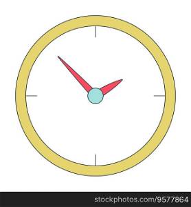 Clock flat line color isolated vector object. Showing time. Decorative watch on wall. Editable clip art image on white background. Simple outline cartoon spot illustration for web design. Clock flat line color isolated vector object