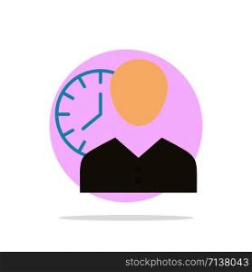 Clock, Hours, Man, Personal, Schedule, Time, Timing, User Abstract Circle Background Flat color Icon