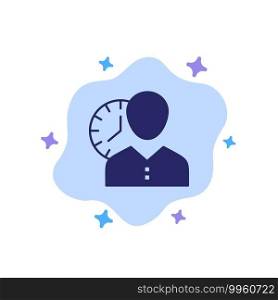 Clock, Hours, Man, Personal, Schedule, Time, Timing, User Blue Icon on Abstract Cloud Background