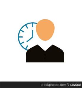 Clock, Hours, Man, Personal, Schedule, Time, Timing, User Flat Color Icon. Vector icon banner Template