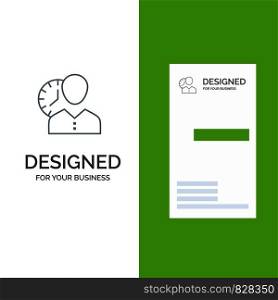 Clock, Hours, Man, Personal, Schedule, Time, Timing, User Grey Logo Design and Business Card Template