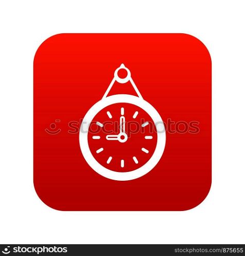 Clock icon digital red for any design isolated on white vector illustration. Clock icon digital red
