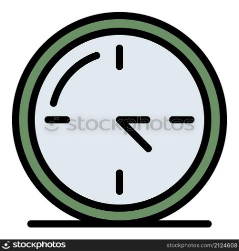 Clock icon. Outline clock vector icon color flat isolated. Clock icon color outline vector