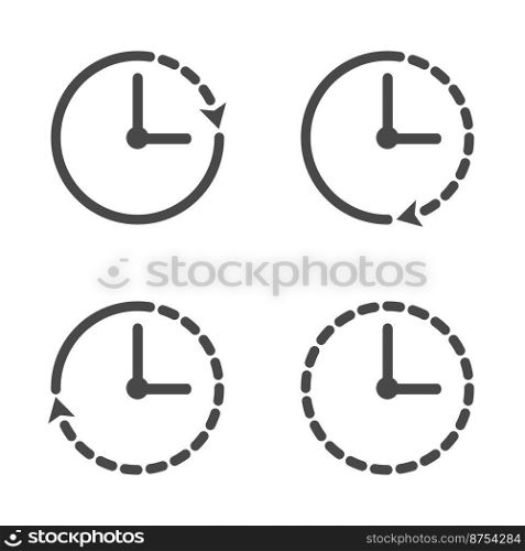 Clock icon. Set of 4 clock icons. Icon in line style. Vector illustration