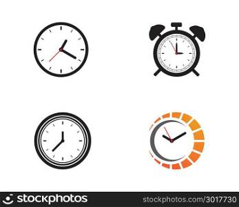 Clock icon vector flat illustration design template
