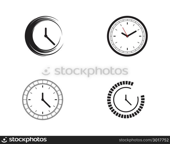 Clock icon vector flat illustration design template