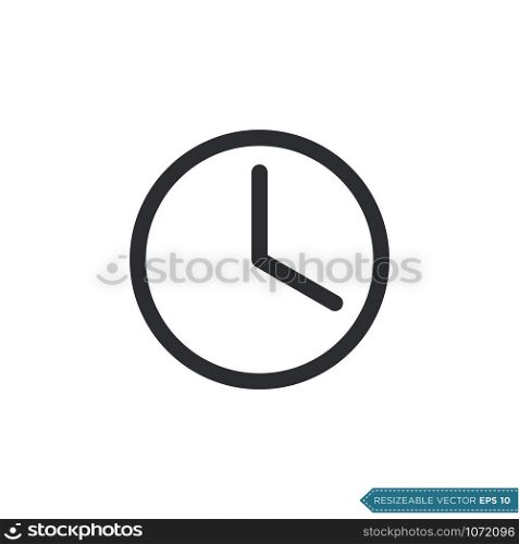 Clock Icon Vector Template Flat Design Illustration Design