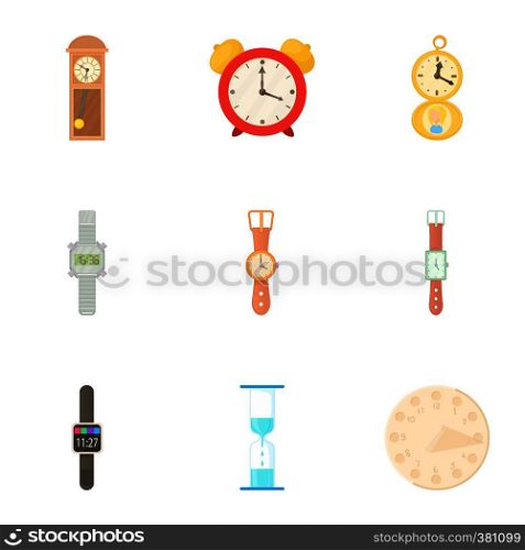 Clock icons set. Cartoon illustration of 9 clock vector icons for web. Clock icons set, cartoon style
