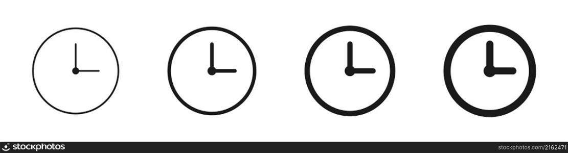 Clock icons set. Wall clock on a white background. Time concept. Vector. Clock icons set. Wall clock on a white background. Time concept. Vector illustration