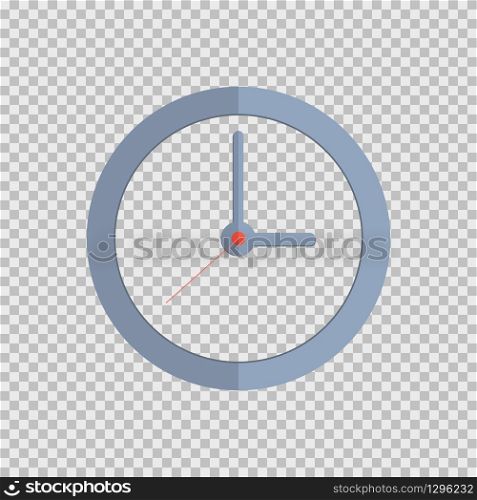 Clock in flat design in grey and red. Watch icon. Vector EPS 10