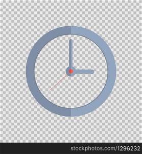Clock in flat design in grey and red. Watch icon. Vector EPS 10