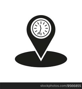 Clock location icon. Realtime geotag icon. Traffic jam symbol. Travel time symbol. Vector illustration. EPS 10. Stock image.. Clock location icon. Realtime geotag icon. Traffic jam symbol. Travel time symbol. Vector illustration. EPS 10.