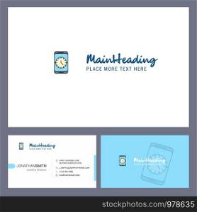 Clock Logo design with Tagline & Front and Back Busienss Card Template. Vector Creative Design
