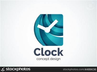 Clock logo template, time management business concept. Clock logo template, time management business concept. Modern minimal design logotype created with geometric shapes - circles, overlapping elements