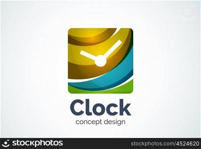 Clock logo template, time management business concept. Clock logo template, time management business concept. Modern minimal design logotype created with geometric shapes - circles, overlapping elements