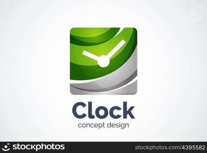 Clock logo template, time management business concept. Modern minimal design logotype created with geometric shapes - circles, overlapping elements