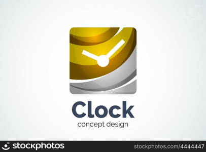 Clock logo template, time management business concept. Modern minimal design logotype created with geometric shapes - circles, overlapping elements