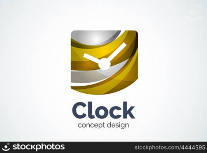 Clock logo template, time management business concept. Modern minimal design logotype created with geometric shapes - circles, overlapping elements