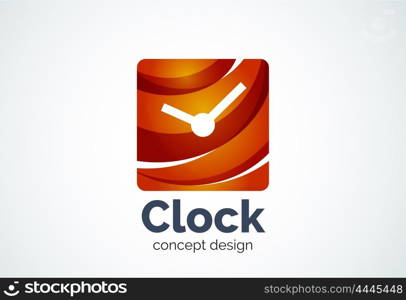 Clock logo template, time management business concept. Modern minimal design logotype created with geometric shapes - circles, overlapping elements