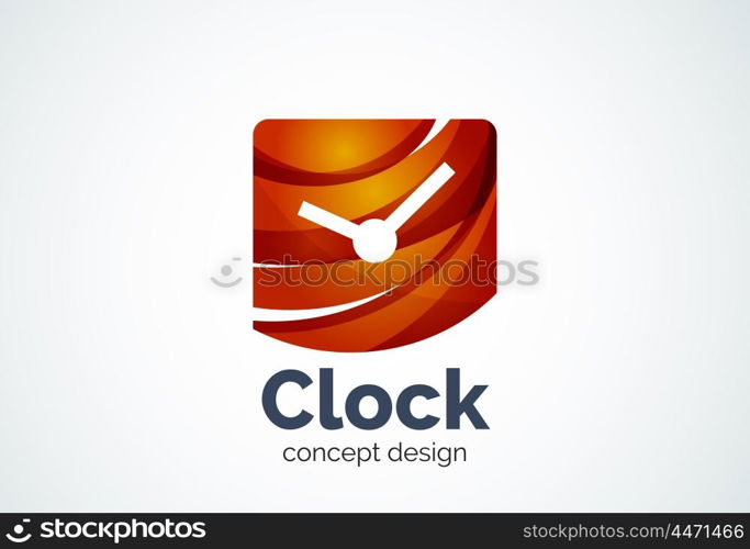 Clock logo template, time management business concept. Modern minimal design logotype created with geometric shapes - circles, overlapping elements