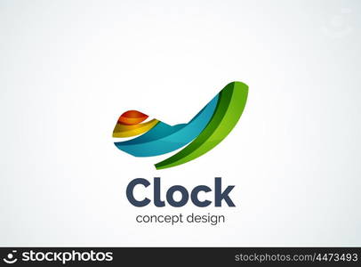 Clock logo template, time management business concept. Modern minimal design logotype created with geometric shapes - circles, overlapping elements